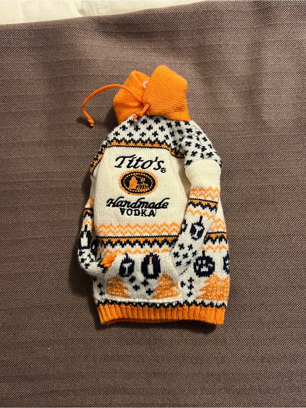 Tito's Handmade Vodka Mini Bottle Sweater Hoodie Vodka For Dog People Orange